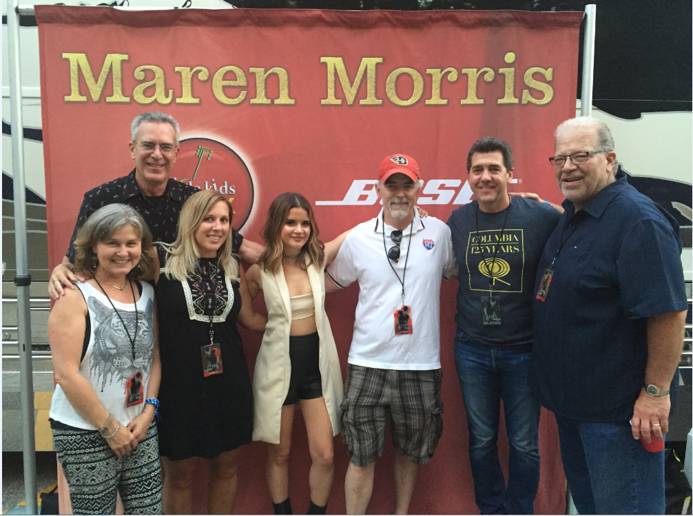 Pictured (L-R): Sue Wilson, WQMX PD; Cliff Blake, Columbia Nashville; Jody Wheatley, WQMX MD-Promotions; Maren Morris; Charley Connolly, WGAR PD; Ken Robold, EVP/COO, Sony Music Nashville; Keith Abrams WGAR/iHeartMedia VP. 