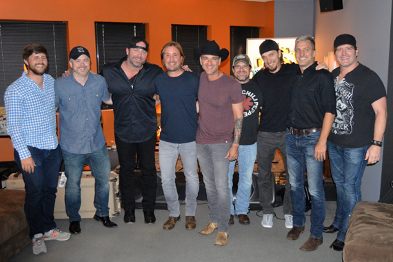 Pictured (L-R): Will Overton, Warner/Chappell; Ben Vaughn, Warner/Chappell; Lee Brice; Lance Miller; Craig Campbell; Rob Hatch; The Warren Brothers; Jerrod Neimann