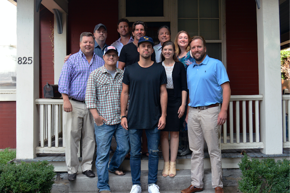 Pictured (L-R): Front: Nate Lowery, Cornman; Miller; Kelly Donley, Safford/Motley; Scott Safford, Safford/Motley. Back: Bradley Collins, BMI; Ben Vaughn, Warner/Chappell; Ryan Beuschel, Warner/Chappell; Brett James, Cornman; Jody Williams, BMI; Shea Fowler, Cornman