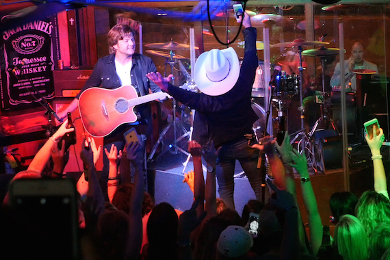 Moore donned his signature white cowboy hat for performances at Honky Tonk Central, Rippys and Tootsies World Famous Orchid Lounge. Photo: Sandra Wallbank 