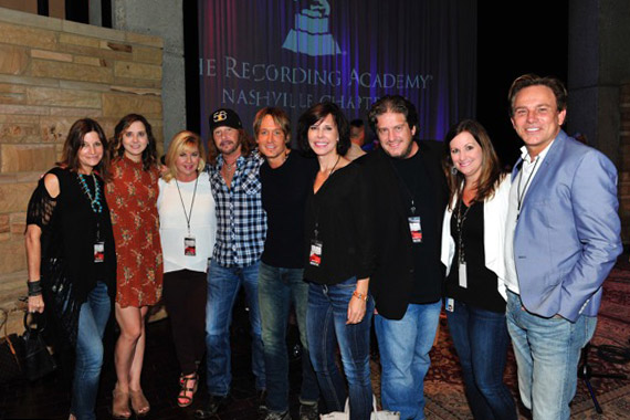 Pictured (L-R): Nashville Chapter Trustee, Tracy Gershon; Recording Academy Nashville Chapter Executive Director, Alicia Warwick; Recording Academy South Regional Director, Susan Stewart; Recording Academy Chair Emeritus, George J. Flanigen IV; four-time GRAMMY winner Keith Urban; MusiCares Sr. Executive Director, Debbie Carroll; Glenn Sweitzer of Fresh Film+Design; Nashville Chapter Secretary, Lori Badgett and Nashville Chapter Trustee Fletcher Foster. Photo: The Recording Academy/Frederick Breedon/WireImage.com