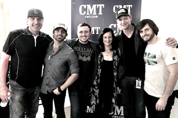 Pictured (L-R): David Huff, producer; Nate Bass; Mark Bass; Leslie Fram, CMT; Stacey Cato, CMT; Kieran Bass