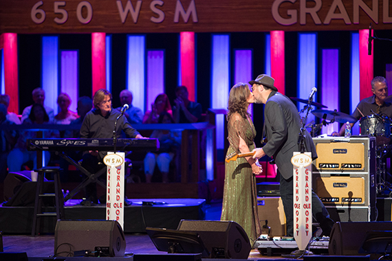 Amy Grant congratulates her husband Vince Gill on his milestone 25th Anniversary as a member of the Grand Ole Opry.