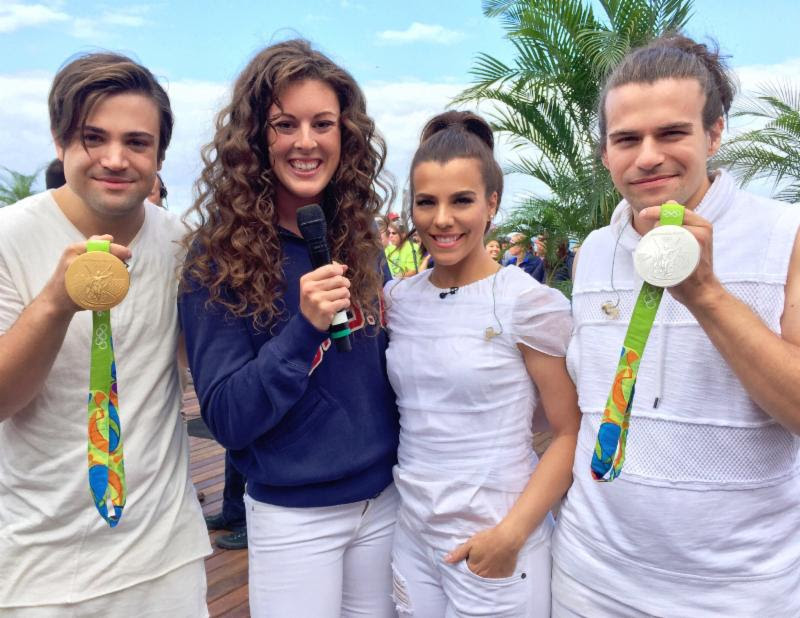 The Band Perry with U.S. Olympic swimmer Allison Schmitt. Photo: Owen Thomas 