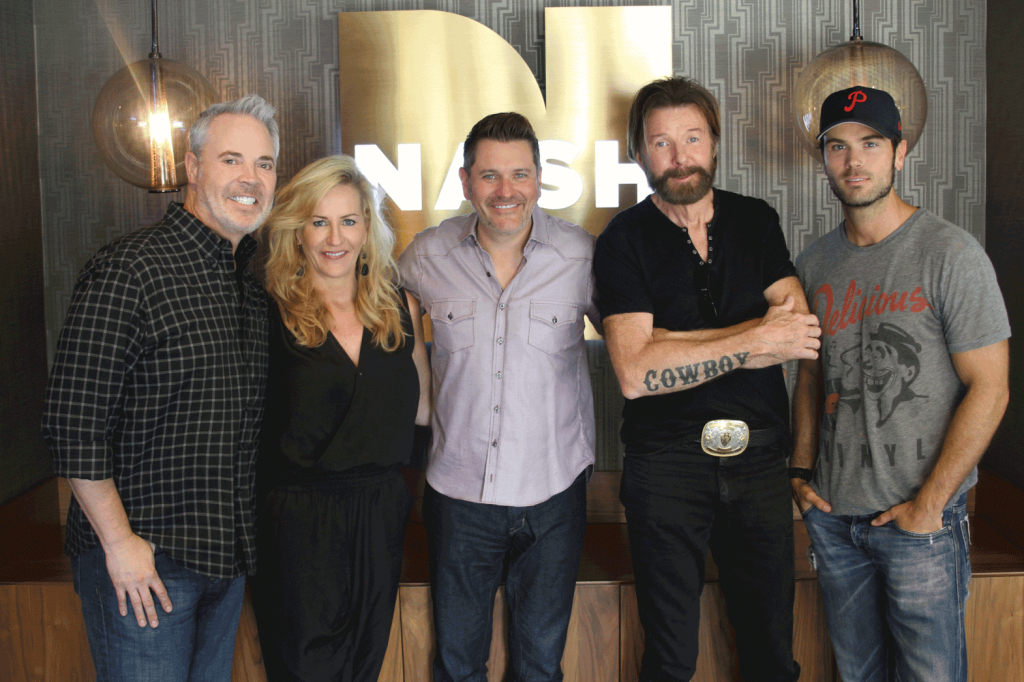 Pictured (L-R): America's Morning Shows Blair Garner and Kelly Ford, Jay DeMarcus, Ronnie Dunn and America's Morning Show's Chuck Wicks. 