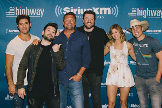 Pictured (L-R): Dan Smyers, Shay Mooney, Storme Warren, Chris Young, Cassadee Pope, and Dustin Lynch.Photo: Courtesy Sony Music Nashville