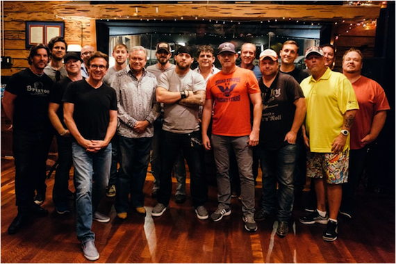 Front row (L-R): Dann Huff (producer), Mike Dekle, Brantley Gilbert, Ben Hayslip, Bobby Pinson, Cledus T. Judd Back row (L-R): Brett James, Justin Weaver, Andrew DeRoberts, Derek George, Ashley Gorley, Brian Davis, Rhett Atkins, Michael Dulaney, Blake Chaffin, Jeremy Bussey, Jayce Hein 