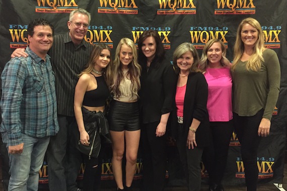 Pictured (L-R): Jeff Davis, Red Bow; Cliff Blake, Columbia; Maren Morris; Brooke Eden; Brandy Clark; WQMX's Sue Wilson and Jody Wheatley; Mallory Opheim, Warner Bros.