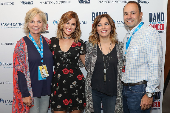 Pictured (L-R): Dee Anna Smith, CEO Sarah Cannon, the Cancer Institute of HCA; Cassadee Pope; Martina McBride; and Erol R. Akdamar, FACHE, President of the HCA North Texas Division attend Band Against Cancer: The Sarah Cannon Tour. Photo: Rick Kern/Getty Images