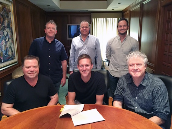 Pictured (L-R, front row): Frank Rogers, Fluid Music Revolution; Jason Lehning, Daniel Hill, President, Spirit Music Nashville. (L-R, back row): AJ Burton, Vice President, Fluid Music Revolution; Billy Lynn, VP Creative, Spirit Music Nashville; Eric Hurt, Sr. Director Creative, Spirit Music Nashville.