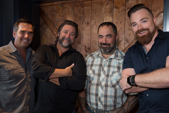 Vector Management's Ross Schilling, Dot Records' Chris Stacey, Aaron Lewis and Dot Records' Kris Lamb. Photo: Nate Rau