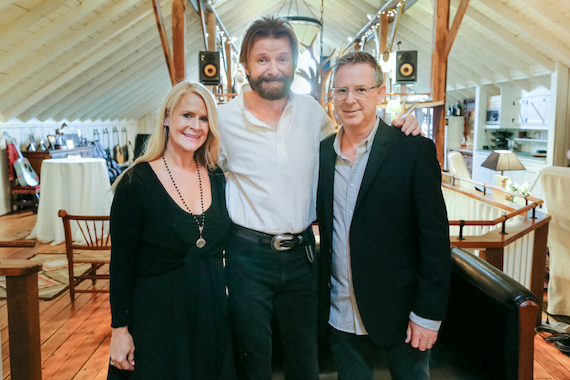 Pictured (L-R): Allison Jones, Sr. VP of A&R Big Machine Label Group; Ronnie Dunn; Jim Weatherson, GM Nash Icon. Photo: Jessica Valiyi