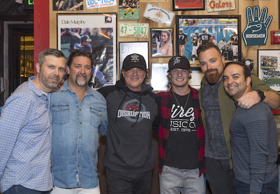 Pictured (L-R): BMLG COO Andrew Kautz, Dot Records Chris Stacey, BMLG President/CEO Scott Borchetta, Tucker Beathard, Dot Records Kris Lamb and Big Machine Musics Mike Molinar. Photo: Steve Lowry 