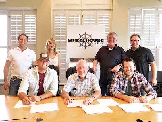 Pictured (back row, L-R): EVP of BBR Music Group Jon Loba; VP of Promotion Wheelhouse Records Teddi Bonadies; SVP of Promotion BBR Music Group Carson James; COR Entertainments Mickey Jack Cones. (Front row, L-R): Jordan Walker; CEO/ Founder BBR Music Group Benny Brown; Johnny McGuire) 