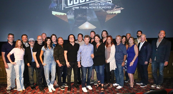 Pictured (L-R): Steve Buchanan, Opry Entertainment President; Vivien Lewit, YouTube Director of Music Content Partnerships; Lon Helton, host of Country Countdown USA; Terry Calonge, owner of Richards and Southern, Inc.; Mark Bright, owner of Mark Bright Productions; Kurt Johnson, Townsquare Media Senior Vice President of Programming; Karen Fairchild; Deb McDermott, Media General Chief Executive Officer; Shane McAnally; Joseph Kahn; Tony Conway, Conway Entertainment Group President; Randy Travis; Scott Scovill, owner of Moo TV, CenterStaging, LLC, and Moo Creative Media; Sally Williams, Ryman Auditorium General Manager; Sherod Robertson, MusicRow Enterprises President and owner; Victoria Shaw; Biff Watson, Biff-Bangs Productions, Inc. President; Kerri Edwards, KP Entertainment President; Butch Spyridon, Nashville Convention & Visitors Corporation President and CEO; Sarah Trahern, CMA Chief Executive Officer; Damon Whiteside, CMA Senior Vice President of Marketing and Strategic Partnerships; Pat Collins, SESAC Vice Chairman; and John Esposito, CEO/President of Warner Music Nashville. Photo Credit: Kayla Schoen / CMA