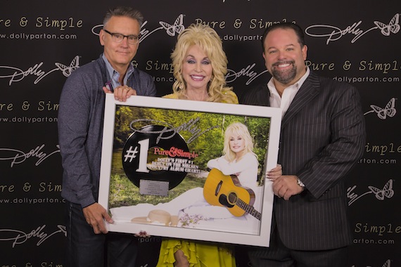 Randy Goodman, Chairman & CEO, Sony Music Nashville; Dolly Parton; and Danny Nozell, President / CEO, CTK Management. Photo: JB Rowland