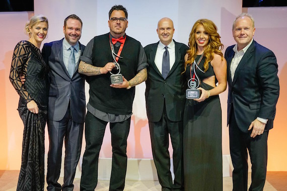 2016 SESAC Publisher of the Year are SONY/ATV/EMI FORAY Publishing and Write 2 Be Free Music. Pictured Left to Right: SESACs Shannan Hatch, Josh Van Valkenburg, Josh Hoge, SESACs Sam Kling, Hannah Williams and Troy Tomlinson. 