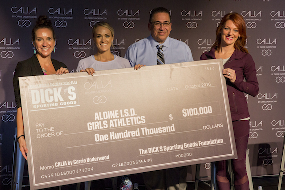 L-R: Jennifer Moreau/Dick's Director of Communications, Carrie, Richard Delgato/A.I.S.D Athletic Director, Julia Morales/Houston Sports Reporter