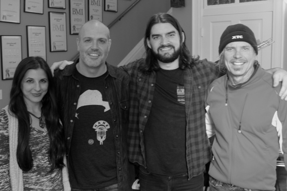 Pictured (L-R): 3 Ring Circus Music Director of A&R/Artist Management Casey LeVasseur, 3 Ring Circus Music GM Darrell Franklin, Davis Naish, 3 Ring Circus Music President Jeffrey Steele. Photo: Colin M Lewis - Stella Cadente ENT