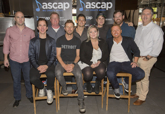 Pictured (L-R): ASCAP's Robert Filhart, co-writer JT Harding, ASCAP's Mike Sistad, Dierks Bentley, SmackSongs' Robert Carlton, Elle King, producer Ross Copperman, co-writer Shane McAnally, Capitol Nashville/UMG's Royce Risser and GMR's Randy Grimmett - Photo: Ed Rode/ ASCAP