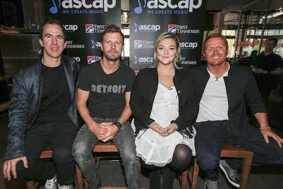 Pictured (L-R): Co-writer JT Harding, Dierks Bentley, Elle King and co-writer Shane McAnally. Photo: Ed Rode/ASCAP