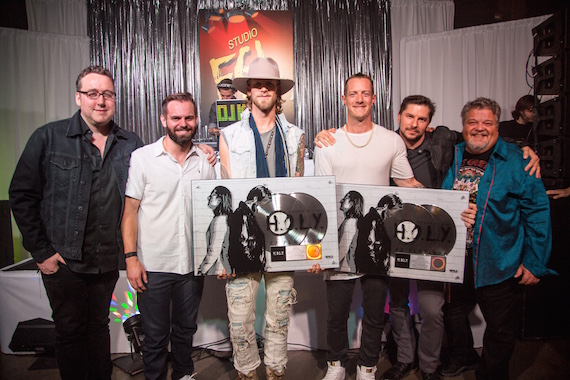 Pictured (L-R): Big Loud Mountain's Joey Moi, Seth England, FGL's Brian Kelley, Tyler Hubbard and Big Loud Mountain's Kevin "Chief" Zaruk, Craig Wiseman 