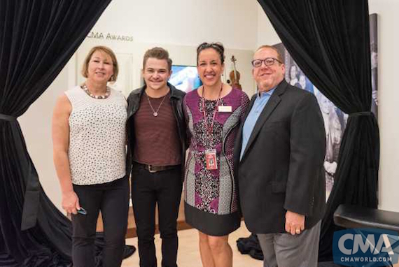 Pictured (L-R): Sarah Trahern, CMA Chief Executive Officer; Hunter Hayes; April Salomon, MIM Executive Director; and Neal Spielberg. Photo: Jessica Savidge