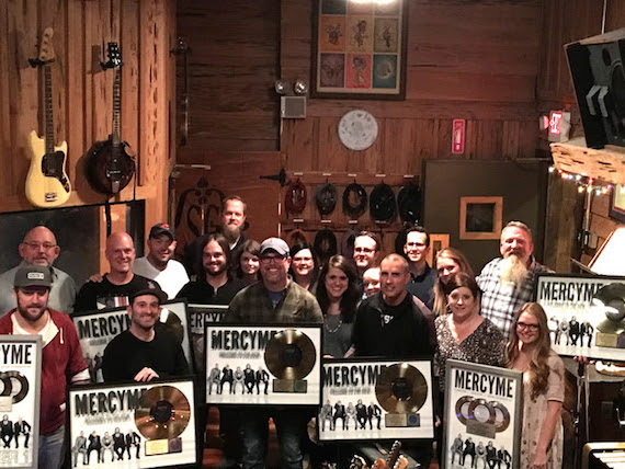 MercyMe pictured with the Brickhouse Entertainment and Fair Trade Services' teams. 