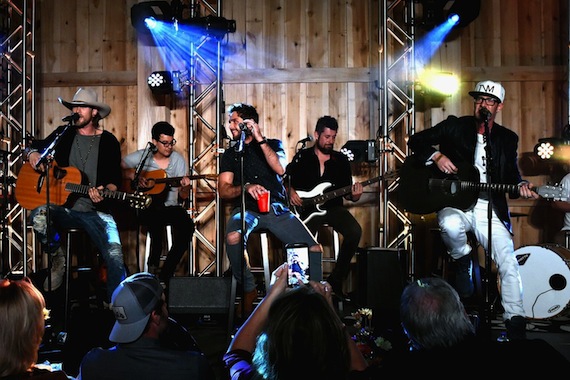 Pictured (L-R): Florida Georgia Line's Brian Kelley, Thomas Rhett, Florida Georgia Line's Tyler Hubbard. Photo Credit: Rick Diamond/Getty Images