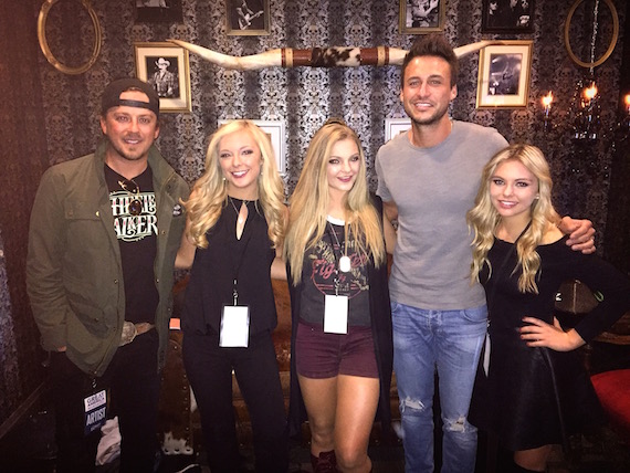 Pictured (L-R): Stephen Barker Liles (Love & Theft), Natalia Morris (Southern Halo), Christina Morris (Southern Halo), Eric Gunderson (Love and Theft) and Hannah Morris (Southern Halo). Photo: Courtesy Southern Halo & Stoney's Vegas 