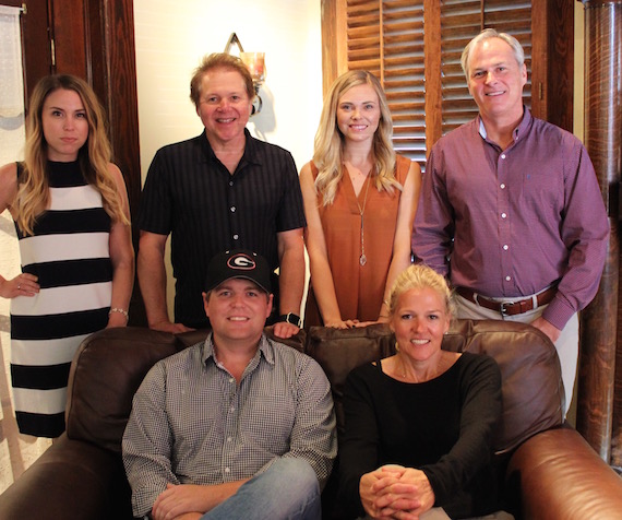 Pictured, Top Row (L-R): Kendra Polling, Tony Harrell, Kendall Lettow, Clay Myers. Bottom Row (L-R): Thomas Archer, Leslie Roberts (BMI). Photo courtesy of MV2 Entertainment 