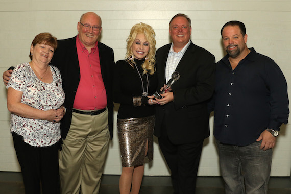 L-R: Lynda Malia (Executive Producer / CM&T), Lee Williams (President / BCMA), Dolly Parton, Kirt Webster (President / Webster Public Relations), Danny Nozell (CEO / CTK Management)