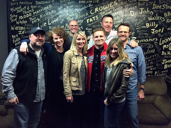 Pictured (L-R): Chris Palmer (VP Radio & Streaming), Lisa Ray (VP, Head of Brand Management), Wes Vause (SVP Publicity), Kristen Williams (SVP Radio & Streaming), Frankie Ballard, Tom Martens (National Director, Radio & Streaming), Cris Lacy (VP A&R), Chad Schultz (VP Original Content & Radio Marketing) 