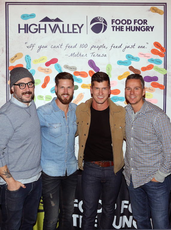 Pictured: Shawn Blackney, Artist Relations Manager, Food For The Hungry; High Valleys Curtis and Brad Rempel; Daniel White, Director of Entertainment Division, Food For The Hungry. Photo: Alan Poizner