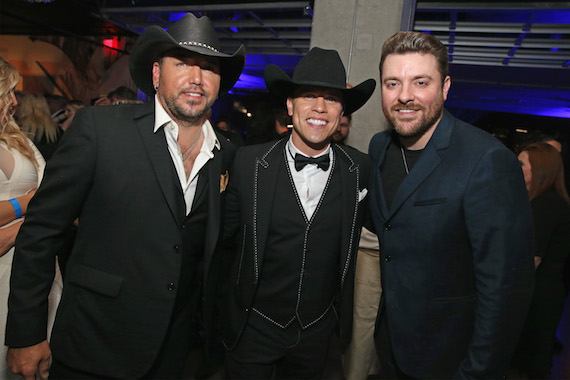 NASHVILLE, TN - NOVEMBER 02: (L-R) Jason Aldean, Dustin Lynch, and Chris Young attend the WME Country Music Awards After Party at Winners and Losers Bar on November 2, 2016 in Nashville, Tennessee. (Photo by Terry Wyatt/Getty Images for WME)