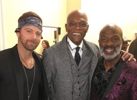 Pictured (L-R): Kip Moore, Samuel L. Jackson, ??