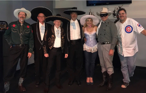 Pictured (L-R): Jeff Taylor, Joe Spivey, Kenny Sears, Larry Franklin, Mary Sarah, Ranger Doug and Vince Gill. Photo: Patricia Gross