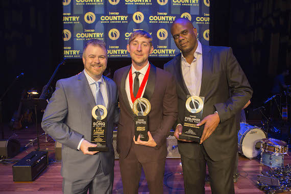 Publisher and Song of the Year honoree Warner Chappell's Ben Vaughn, Songwriter of the Year Ashley Gorley, Publisher and Song of the Year honoree Warner Chappell's Jon Platt 