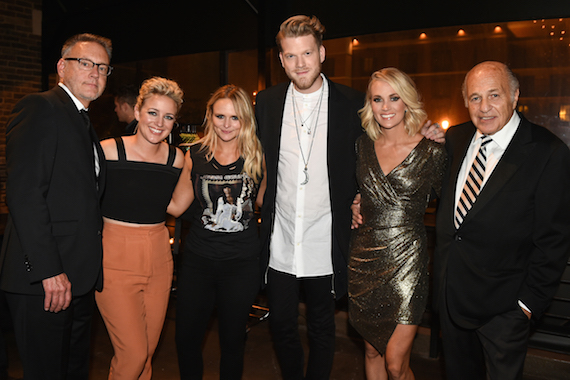 (L-R:) at Sony Music Nashville's CMA Awards post party at The Bell Tower are: Sony Music Nashville Chairman & CEO Randy Goodman, Arista Nashville/RCA Records' Cam, Vanner Records/RCA Nashville's Miranda Lambert, Pentaton.ix's Scott Hoying, CMA Awards co-host and Female Vocalist of the Year winner Carrie Underwood and Sony Music Entertainment CEO Doug Morris. Photo credit: Erika Goldring