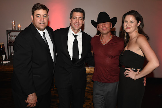 (L-R:) Sony Music Nashville's VP of A&R Jim Catino and EVP & COO Ken Robold, CMA Pinnacle Award winner Kenny Chesney, and Sr. Director of A&R Taylor Lindsay. Photo credit: Erika Goldring