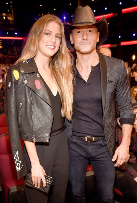 Pictured (L-R): Maggie McGraw and Tim McGraw. Photo: Kevin Mazur/AMA2016/WireImage