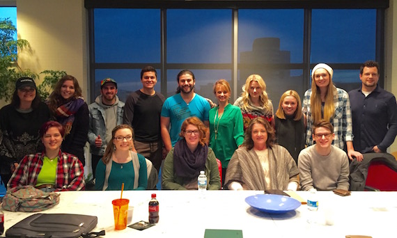 Pictured (L-R): (front) Emma Bartlett, Allison Rury, Madyson Williams, Kara Coats, Sam Nichols; (back) Stacey Willbur, Rachael Nemiroff, Colin Powers, Jason Earley, Caleb Crino, ASCAP's Kele Currier, ASCAP's Beth Brinker, Emily Falvey, Alyssa Newton and Justin Nicolet 