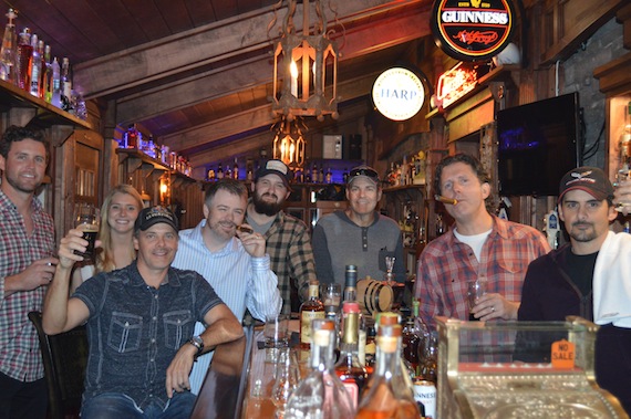 Ryan Beuschel (WC), Christina Wiltshire (SG), Kelley Lovelace, Ben Vaughn (WC), Jake Gear (SG), Mike Owens (SG), Chris DuBois (SG), Brad Paisley (SG) in Paisleys home bar, Ye Olde Potion Room Pub.