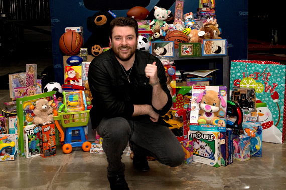 Chris Young displays Toys for Tots donations in Knoxville. Photo: Joy Kimbrough/JoyKPhoto