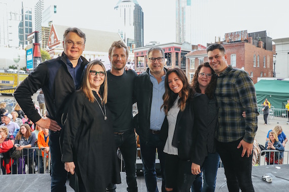 Willard Ahdritz (Kobalt founder/CEO), Merril Wasserman (EVP, Business Development), Dierks Bentley, Richard Sanders (President, Kobalt North America), Laura Alexander (Senior Creative Director), Stephanie Cox (VP, Creative), Jesse Willoughby (GM, Kobalt Nashville). 