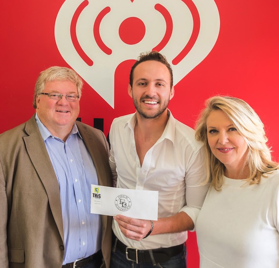 Pictured from L-R: Rick Murray, VP Integrated Marketing/Promotions at Premiere Networks, Cold Rivers Drew Baldridge, and Tinti Moffat, Executive Director for The T.J. Martell Foundation; Southern Region.