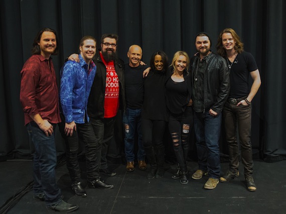 Pictured (L-R): Home Frees Tim Foust, Adam Rupp and Rob Lundquist, Alan Panettiere, Hayden Panettiere, Home Frees Adam Chance and Austin Brown. Photo: Olena Lysenko